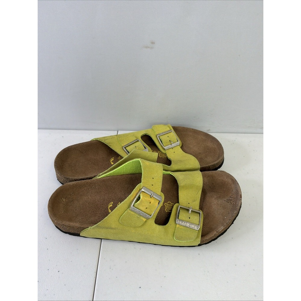 Birkenstock Arizona Lime Green Suede Leather Sandals Men's 43 N Rare Color